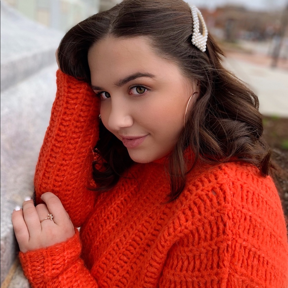 Bright Orange Turtleneck Crop Sweater